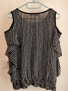 Chic Striped Cold Shoulder Top