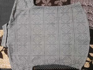 Stylish Grey Lace Button-Up Shirt