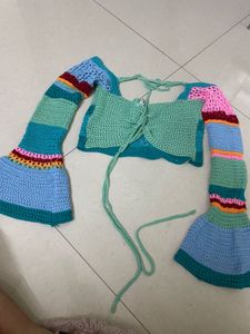 Boho Crochet Bell Sleeve Top