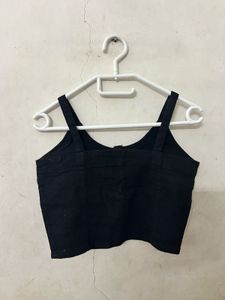 Black Denim Crop Top and Skirt Set