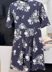 Navy Floral Print Fit &amp; Flare Dress