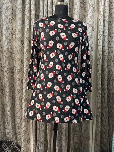 Festive Santa Print Mini Dress