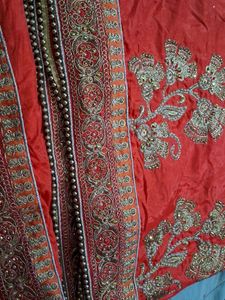 Embroidered Red Silk Saree