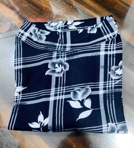 Classic Navy Floral Plaid Mock Neck Top