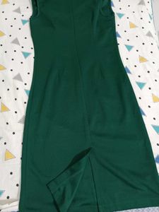 Elegant Green Cowl Neck Dress