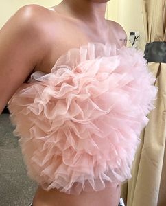 Ruffled Tulle Tube Top