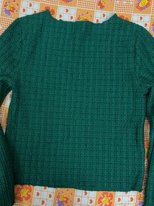Green Textured Bell Sleeve Top