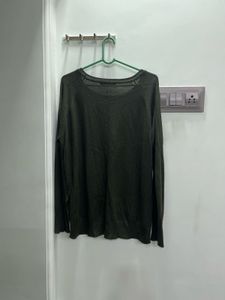 Zara Cozy olive green Long Sleeve Top