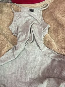 Grey Ribbed Bodycon Mini Dress