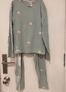 H&amp;M Star Print ribbed Pajama Set New piece