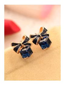 Elegant Blue Bow Earrings