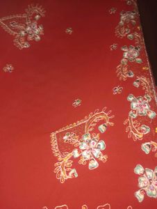 Embroidered Red Saree