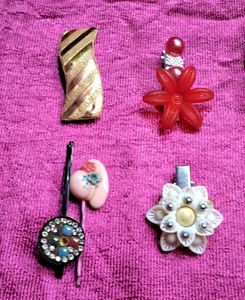 Combo Of 10,2 Saree Brooches, 6 hair Clips na wate