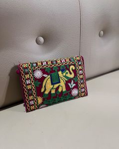 Embroidered Elephant Sling Bag