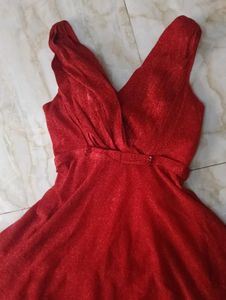 Sparkling Red V-Neck Maxi Dress