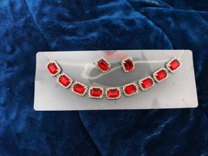 Red Stone Necklace &amp; Earring Set