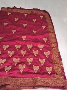 Maroon Embroidered Silk Saree