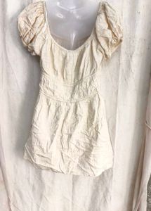 1339. Chic Linen Blend Puff Sleeve Dress