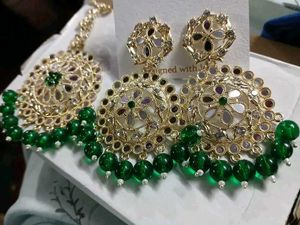 Exquisite Emerald & Gold Kundan Jewelry Set