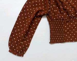 Cute Crop Polka Dot Long Sleeve Top