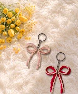 Cute Bow Charm Keychain Set