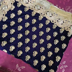 Elegant Blue Velvet Dress Material