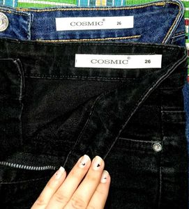 Black &amp; blue Denim Frayed Shorts