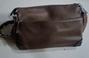 Brown Faux Leather Crossbody Bag