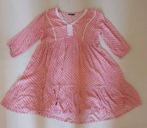 Pink Striped Cotton Kurta