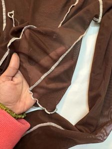 Brown Sheer Button-Up Top
