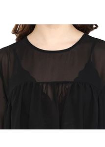 Sheer Black High-Low Tunic Top