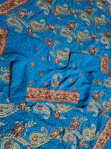 Blue 💙 party wear saree with blouse