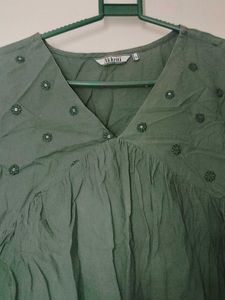 Green Embellished Kurta