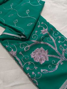 Beautifull Saree Of Sea Green Colour