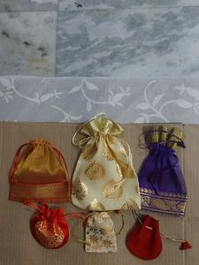 6 Assorted Drawstring Pouches Potli bags