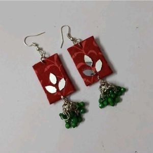 Red &amp; Green Dangle Earrings
