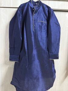 Men's Royal Blue &amp; Gold Rajwadi Kurta Jacket Set