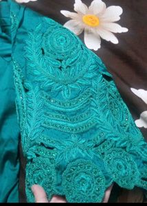 Teal Embroidered Kurti