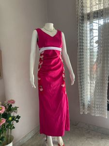 Stunning Magenta Maxi Dress with Floral Detail