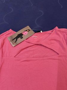 Pink Long Sleeve Cut-Out Top