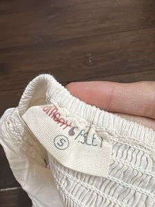 Cream Embroidered Square Neck Top