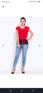 Madame Women  Red Solid Layered Top
