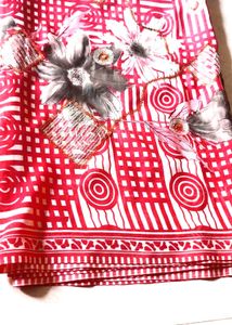 Red Floral Printed Saree