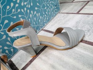 Stylish Grey Block Heel Sandals