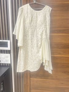 Elegant Off-White Lakhnavi Tunic Top