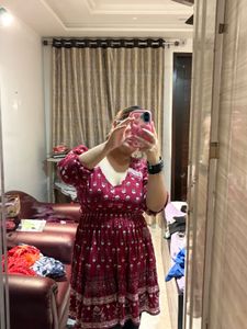 Maroon Printed dress