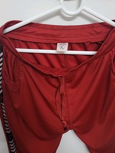 Red Track Pants with Side Tape