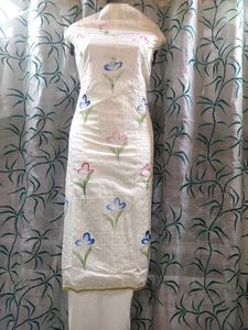 Chanderi Silk Brush Print Designer Dress Material