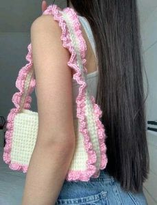 Handmade Crochet Ruffle Bag