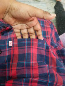 Men's Red &amp; Blue Plaid Long Sleeve Shirt